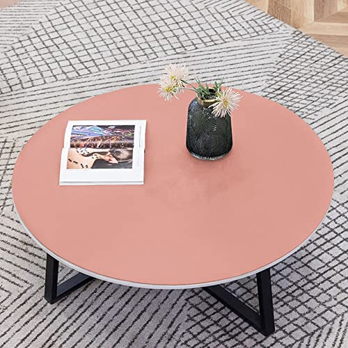 Fnho Damast Tischdecke eckig,Tischdecke Wasserabweisend,Rundes PVC-Leder-Tischset, ölbeständige und waschbare Tischdecke, rosa, 50 cm Durchmesser von Fnho