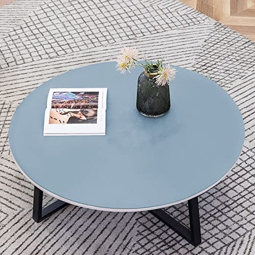 Fnho Tischdecke Tischtuch Tischläufer,Terrasse Tischdecke,Rundes PVC-Leder-Tischset, ölbeständige und waschbare Tischdecke, Blau A, 100 cm Durchmesser von Fnho