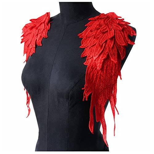 FnnEmg Bügelflicken 2 Teile/Set Stickerei Angel Wing Applique nähen Blume Kragen Patch for hochzeitsparteikleid brautkleid Kleidung DIY. Kunsthandwerk Flicken Zum Aufbügeln (Size : Red) von FnnEmg