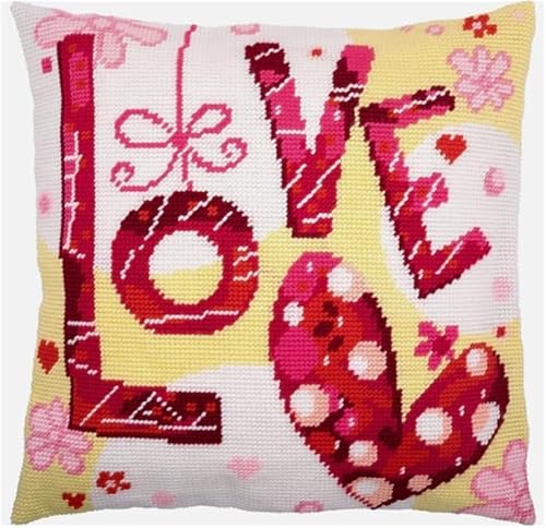 FnnEmg Diy Knüpfen Set Love Knüpfkissen-Set Zum Häkeln, Kissen, Teppich, Nähen, Basteln, Geschenk Für Zuhause Und Sofa 17x17in von FnnEmg