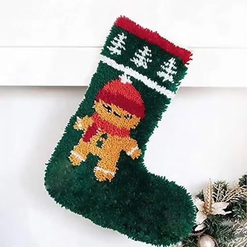 Knüpfkissen Weihnachten,Knüpfteppich Zum Selber KnüPfen Knüpfteppich Für Kinder Und Erwachsene Zum DIY Werkzeuge Selber Knüpfen Teppich Knüpfpackung Für Home Decor-Christmas Socks a von FnnEmg