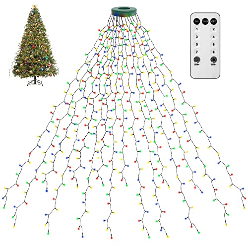 Fnwsja lichterkette weihnachtsbaum 400er LEDs Lichterkette Fernbedienung mit 16 Zweig 2meter Lichtstreifen für 1m-2.4m Weihnachtsbaum dekoration Garten Heim Party (Bunte) von Fnwsja