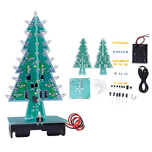 3D-LED-Blinker-Weihnachtsbaum-Schaltungssatz, 7-Farben-Blitzschaltungs-LED 3D-Weihnachtsbaum-LED-DIY-Modul PCB-Platine 3D-Weihnachtsbaum-LED-DIY-Kits Zum Löten von Übungslernen (Buntes DIY-Set) von Focket