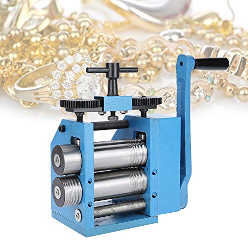 Manuelle Walzwerk Maschine, Eisen 75mm Rolle Presser Gute Verschleißfestigkeit Kombination Schmuck Walzwerk Tablettiermaschine Walzdraht Flache Muster Blech Schmuck Kennzeichnung DIY Werkzeug von Focket