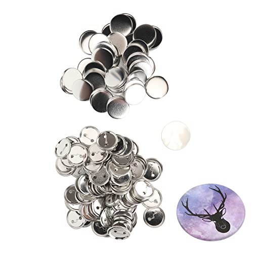 100 Sets Button-Maker-Zubehör, Metall-Rundabzeichen-Rohling-Button-Herstellungszubehör, DIY-Glättungsstift-Rückknopf-Teile, Clip-Button-Herstellungszubehör für das Handwerk, (50MM) von Fockety