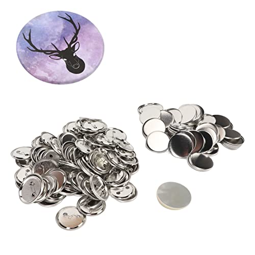 100 Sets Button-Maker-Zubehör, Metall-Rundabzeichen-Rohling-Button-Herstellungszubehör, DIY-Glättungsstift-Rückknopf-Teile, Clip-Button-Herstellungszubehör für das Handwerk, (56MM) von Fockety