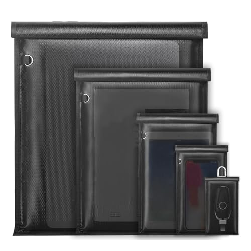 5 Faraday Taschen, Wasserdichte, Feuerfeste Anti Tracking Faraday Taschen für Tablets, Signalblocker Faraday Taschen für Telefone, Autoschlüssel, Faraday Käfige, von Fockety