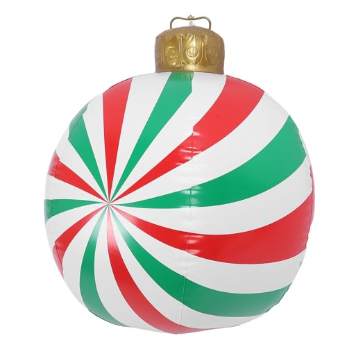 Fockety Aufblasbare Weihnachtskugeln, 59,9 cm, Weihnachtsbonbonform, PVC-Weihnachtsdekoration für den Außenbereich, Weihnachtlich Dekorierter Ball, Lustige (Modell B Kräftige rote und von Fockety