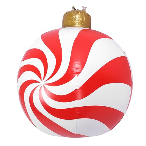 Fockety Aufblasbare Weihnachtskugeln, 59,9 cm, Weihnachtsbonbonform, PVC-Weihnachtsdekoration für den Außenbereich, Weihnachtlich Dekorierter Ball, Lustige (Modell Einer von Fockety