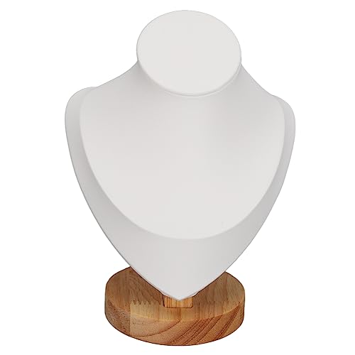 Fockety Schmuck-Ausstellungsständer, Log-Flanell-PU-Leder-Halskettenhalter-Ständer, Schmuck-Staffelei, Halsketten-Ketten-Präsentations-Halsketten-Büste, Schmuck-Büsten-Ständer für (White) von Fockety