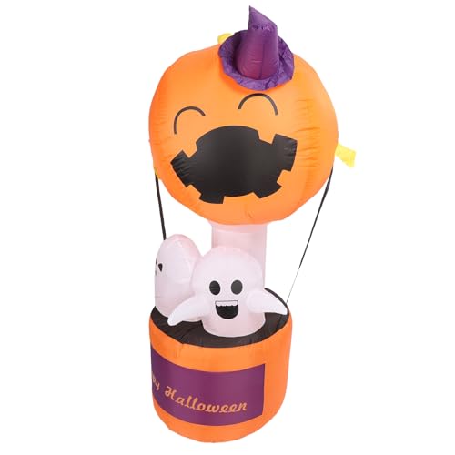 Halloween aufblasbarer Kürbis Heißluftballon Geist, 6ft 210T Polyester Faser verblassen resistent Halloween aufblasbare Dekoration IP44 Wasser resistent Blow Up Hof (EU-Stecker, von Fockety