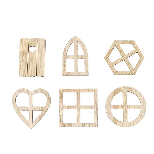 Holzfensterausschnitte, 100 Stück Unvollendete Holzscheiben Gothisches Fensterform Miniaturfairy Garden Accessoires, Dekorieren von Kunsthandwerk für DIY Scrapbooking, von Fockety