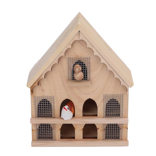 Miniatur-Vogelhaus aus Holz, Puppenhaus Im Maßstab 1:12 für mit 2 Vögeln, Unvollendeter DIY-Vogelhaus-Bausatz, Robustes Vogelhaus-Puppenhaus aus Birkenholz von Fockety