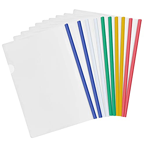 10 Stück Klar A4 Slide Binder Ordner mit Schiebe Bar, Kunststoff Clip Bar-Dateien Bericht Abdeckungen, Datei Ordner Organizer Binder für Zuhause Schule Büro Dokumente Klassifizierung (5 Farben) von Fodlon