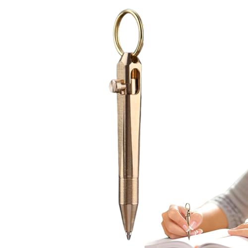 Foeirp -Messingstift, massiver Messingstift - Kurze kleine Stifte, Brieftaschenstift - Pocket Travel Pen Signature Small Bolt Pen Kurzer Messingstift für Notebooktaschen, Notizblöcke, Schule von Foeirp