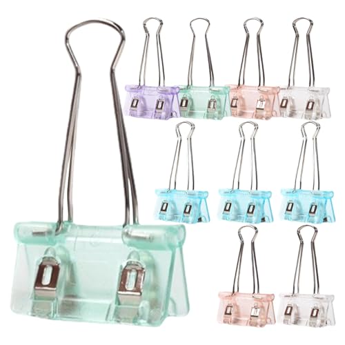 Transparente Binder-Clips, transparente Binder-Clips, transparente faltbare Büroklammern, niedliche, verschleißfeste Binder-Clips, Büroklammern-Set für Lehrer, Schüler von Foeirp