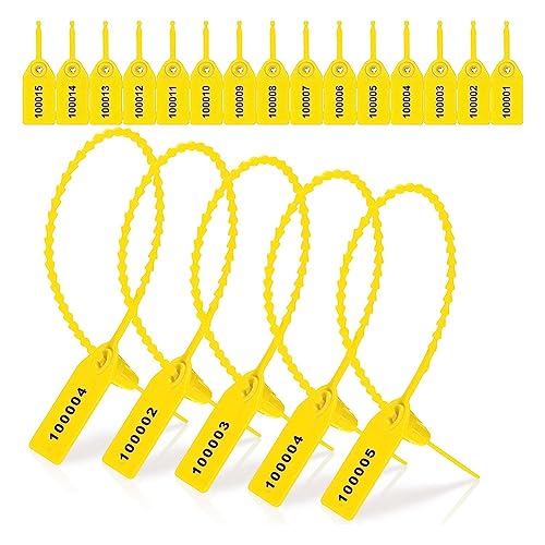 Foemey 1000 Stück Feuerlöscher-Etiketten, Sicherheitsetiketten, nummeriert, für Reißverschluss-Befestigungen, Gelb von Foemey
