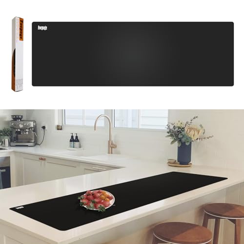 Foepoge 125 × 40cm Silikonmatte Groß für küche, Silikon Unterlage Hitzebeständige Bastelunterlage für Epoxidharz, Zuschneidbare Tischmatte, Antihafte rutschfeste Arbeitsmatte Thekenmatte, Schwarz von Foepoge