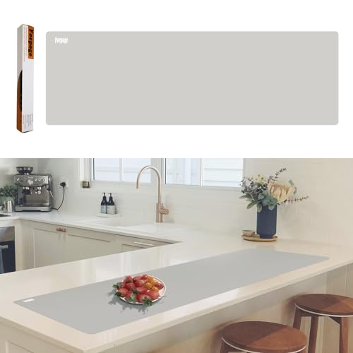 Foepoge 125 × 40cm Silikonmatte Groß für küche, Silikon Unterlage Hitzebeständige Bastelunterlage für Epoxidharz, Zuschneidbare Tischmatte, Antihafte rutschfeste Arbeitsmatte Thekenmatte, Grau von Foepoge