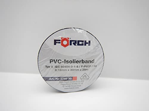 FORCH 30mm x25m SCHWARZ ISOLIERBAND PVC KLEBEBAND ISOBAND ELEKTRO ELEKTRIKER (1) von FORCH