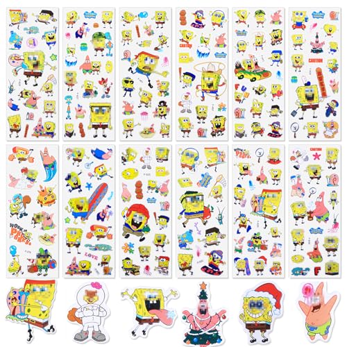 Anime Sticker für Kinder-12 Blätter 3D Puffy Sticker Kawaii Sticker Vinyl Aufkleber Mädchen Wasserfest Geschwollen Stickers Deko Set Mitgebsel Kindergeburtstag für Laptop Skateboard Scrapbook Bottle von Foesihep