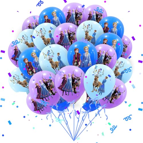Luftballoon 30 Stück Elsa Geburtstag Deko Kit, Frozen Happy Birthday Luftballons Party Geburtstag Deko, Froz Luftballons Geburtstag Pack für Kinder Fans Jungen Mädchen von Foesihep