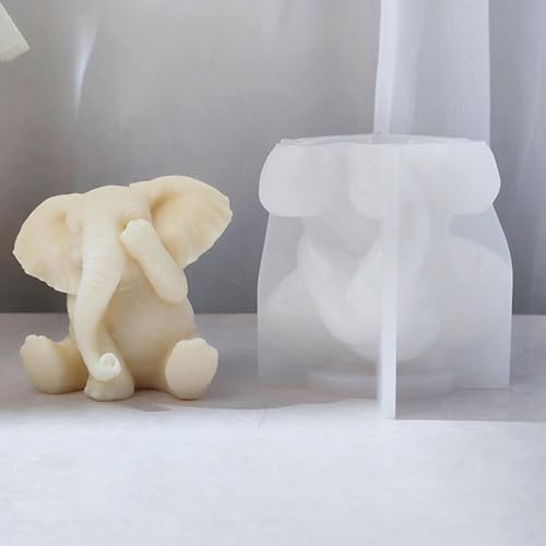 Elefant 3D-Form 3D Elefant Silikonform Silikonform Epoxidharz Elefant Kerzenform Tierseifenform 3D süße Tier-Silikon-Seifenform für Fondant, Tortendeko, Schokolade, Seife von Fogukier