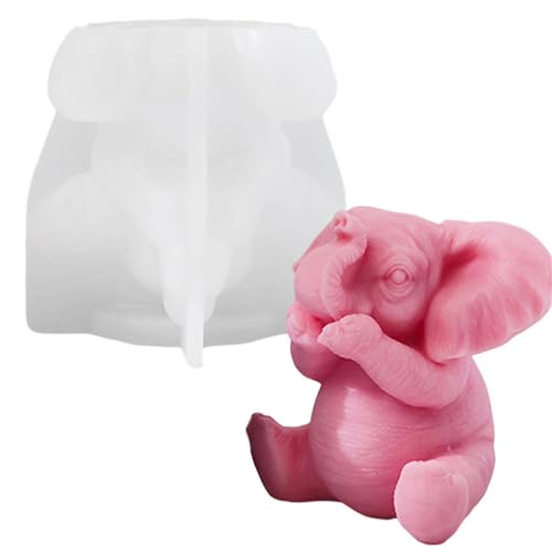 Elefant 3D-Form 3D Elefant Silikonform Silikonform Epoxidharz Elefant Kerzenform Tierseifenform 3D süße Tier-Silikon-Seifenform für Fondant, Tortendeko, Schokolade, Seife von Fogukier