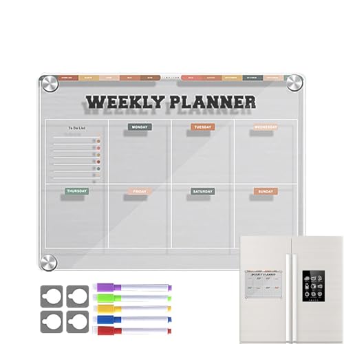 Fogukier Kühlschrank-Whiteboard magnetisch | Wiederverwendbarer trocken abwischbarer Tafelkalender,30,5 x 22,9 cm Acryl, durchsichtiges Nachrichtenbrett, Kühlschrank-Notizblock, Planertafel für von Fogukier