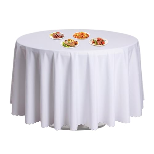 Fogukier Tischtuch runde Abdeckung, Stofftischdecken rund - 63-Zoll-Polyester-Tischwäsche mit Fester Farbe - Küche Esszubehör, fleckbeständiges Buffet Tabletop Dekoration für Hochzeitsempfang von Fogukier