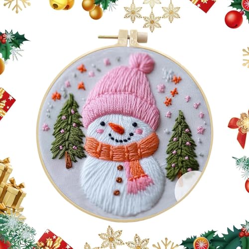 Fogukier Weihnachts-Sticksets für Erwachsene, Weihnachts-Stickset | Handstickmuster Ornament,Dekoratives Stick-Übungsset, Nadelspitzen-Reifen für Schlafzimmer und Wohnzimmer von Fogukier