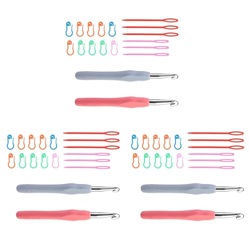 Fogun 57-teiliges Häkelnadel Set Mit Ergonomischem Großes Öhr Nähnadel Strickmarker Set Für Anfänger Bastler Strickhandwerk von Fogun