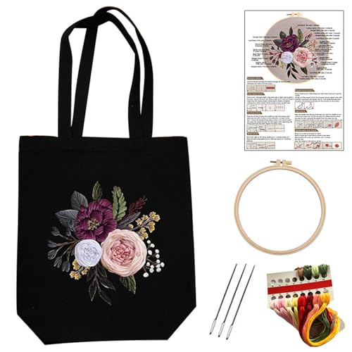 Fogun Canvas Taschen Sticksets Lustige Handgefertigte Taschen Nadelspitzen Sets Mit Stickgarn Und Nadel Stick Starter Sets von Fogun