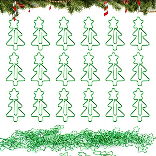 100 Stück Büroklammern, Weihnachtsbaum Büroklammer Christbaum Briefklammern Paperclips für Weihnachten Büro Schule Dokument Papierklassifizierung Memo OPP Beutel Leuchtend Grün von Fohil