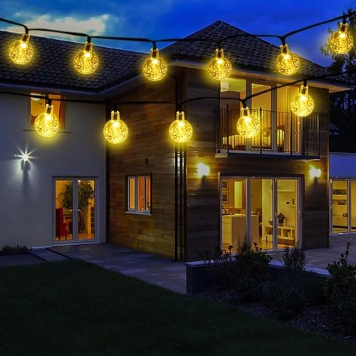 Fohil 60 LEDs Lichterkette Garten Globe Außen Warmweiß 11 Meter Kugeln Lichterketten Solar Beleuchtung Kugel für Party, Weihnachten, Outdoor, Fest Deko usw von Fohil