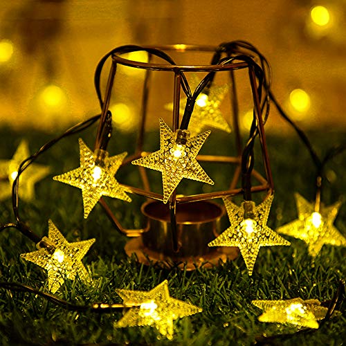 Fohil Solar Lichterkette Außen, 100 LED 12M Lichterkette Sterne Aussen Solar IP65 Wasserdicht Solar Ramadan Lichterkette Innen 8 Modi Ramadan deko Aussen für Garten Weihnachtsbaum Party Hochzeit von Fohil