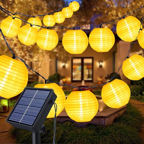 Fohil Solar Lichterkette Außen, 6M 20 LED Lampion Lichterkette Wasserdicht Laternen, 8 Modi Solarlichterkette Weihnachtsbeleuchtung Deko für Garten Balkon Bäume Rasen Party Hof Hochzeit Weihnachten von Fohil