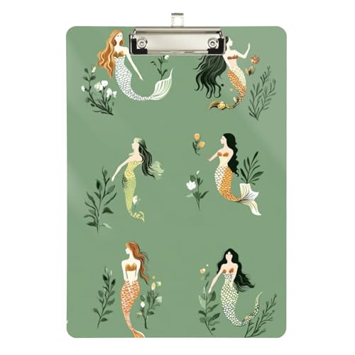 Foiosoh Beauty Mermaids Flip-Klemmbrett, Standard-Loch, für Fußball-Softball-Training, Größe 22,9 x 30,5 cm, Grün von Foiosoh