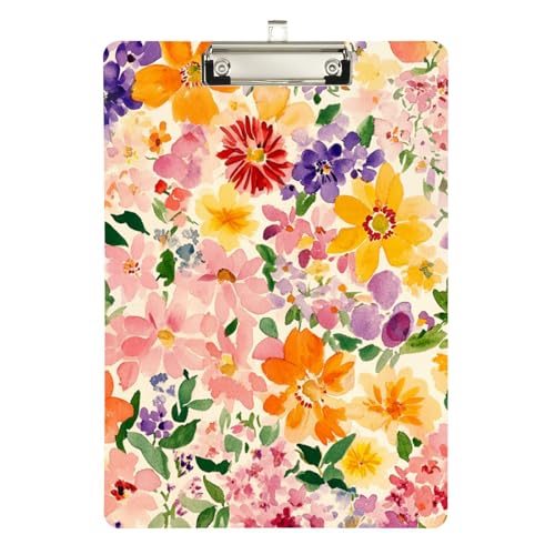 Foiosoh Beauty Spring Klemmbrett mit Blumen und Blättern, Hartfaserplatte für Klemmbrett, Lehrer, Größe 22,9 x 30,5 cm von Foiosoh