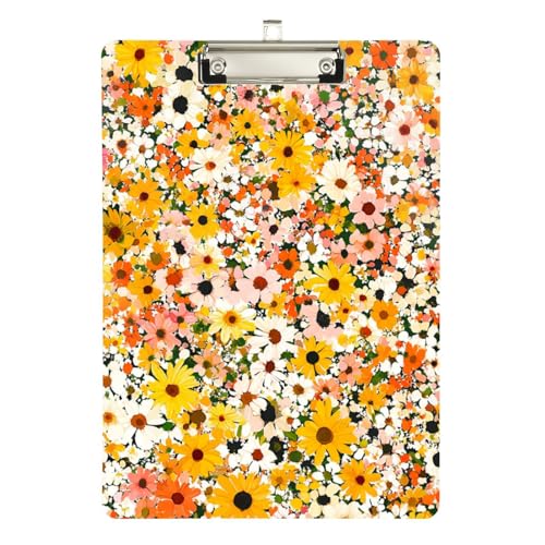 Foiosoh Beauty Summer Flowers Nahtloses Gitter-Klemmbrett, wasserdicht, für Fußball-LKW-Fahrer, Größe 22,9 x 30,5 cm von Foiosoh