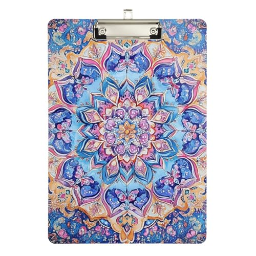 Foiosoh Boho Vintage Mandala Blau Taschenformat Still-Klemmbrett Kunststoff für Krankenschwestern Home Contractor Größe 9 x 12 von Foiosoh