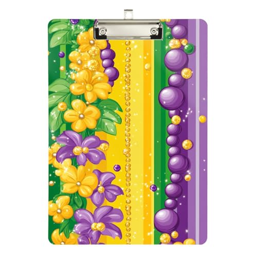 Foiosoh Carnival Beads Floats Lila Klemmbrett mit Haken zum Aufhängen, Hartbrett für Krankenpflege, Studenten, Handel, Quest, Größe 22,9 x 30,5 cm von Foiosoh