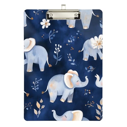 Foiosoh Elefant marineblauer Aktenordner Klemmbrett Briefgröße transparent für Polizei, Büro, Krankenschwester, Fußball, Trainer, Größe 9 x 12 von Foiosoh