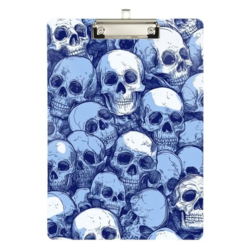 Foiosoh Funny Skull Blue Padfolio Klemmbrett Ordner Standard Loch für Krankenschwestern Home Contractor Größe 9 x 12 von Foiosoh