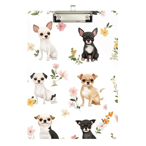 Foiosoh Großes Klemmbrett mit Cartoon-Chihuahua-Hunden, Standard-Loch, für Lehrer im ersten Jahr, Größe 22,9 x 30,5 cm, Weiß von Foiosoh