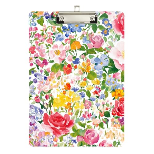 Foiosoh Klemmbrett, Motiv: Rose, schöne Sommerblumen, Ordner, Standardloch für Fußball-LKW-Fahrer, Größe 22,9 x 30,5 cm von Foiosoh