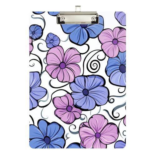 Foiosoh Koru Klemmbrett mit schönen Blumen, blau, mit Schreibblock, wasserdicht, für Lehrer, für Klassenzimmer, Grundschule, Größe 22,9 x 30,5 cm von Foiosoh