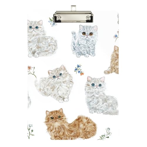 Foiosoh Lively Selkirk Rex Cats Klemmbrett mit Ordner, Kunststoff, für 5. Klasse, Essentials für Lehrer, Größe 22,9 x 30,5 cm, Weiß von Foiosoh