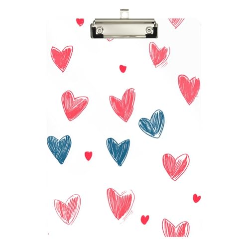 Foiosoh Love Hearts Klemmbrett, Blau und Pfirsich, transparent, für Krankenschwestern, Heimunternehmer, Größe 22,9 x 30,5 cm von Foiosoh