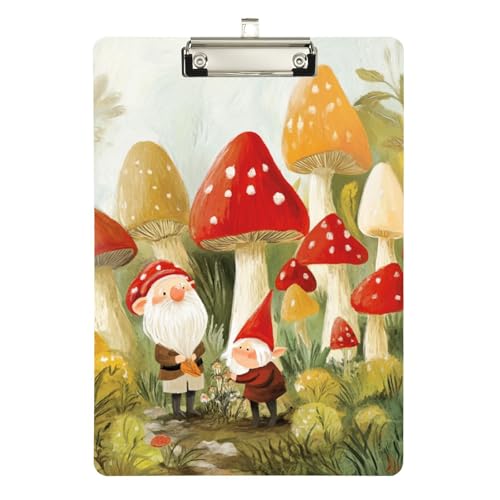 Foiosoh Niedlicher Zwerg und Pilze, medizinisches Taschen-Klemmbrett, Acryl, niedlich für Krankenpfleger, Studenten, Handel, Quest, Größe 22,9 x 30,5 cm von Foiosoh